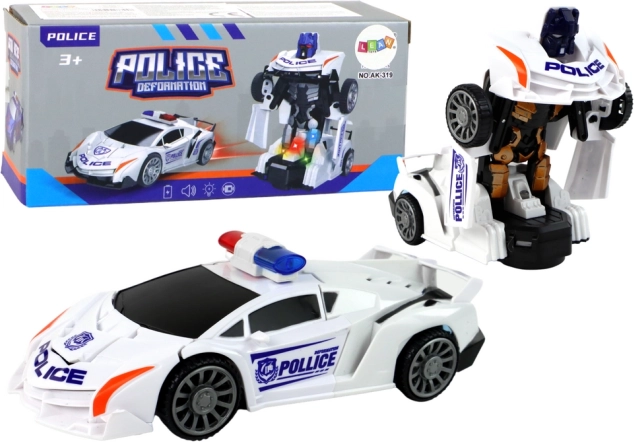 Mașină-robot de poliție albă 2în1 transformare