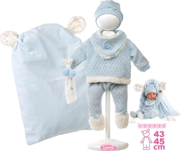 Hăinuțe pentru păpușa bebeluș New Born 40–42 cm cu accesorii – set din 5 piese