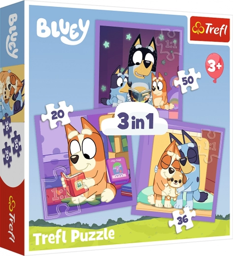Puzzle TREFL Faceți cunoștință cu Bluey 3în1
