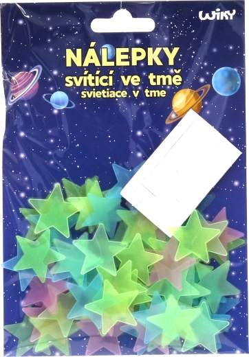 Autocolante 12x17 cm fosforescente în întuneric Stele, 60 buc