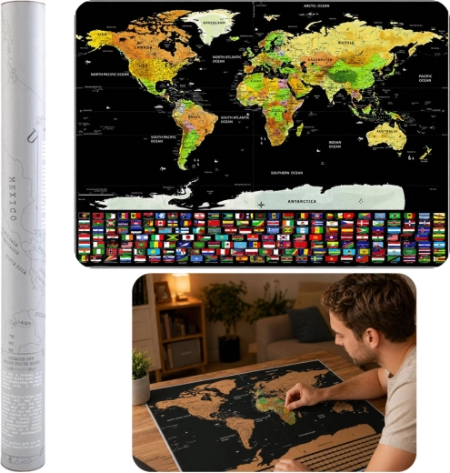 Hartă răzuibilă a lumii – poster pentru călători 82 × 59 cm