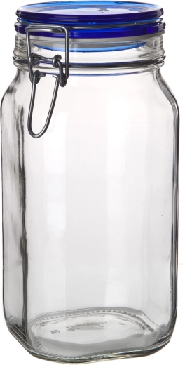 Borcan etanș din sticlă cu închidere tip clemă 1,5 l FIDO Blue