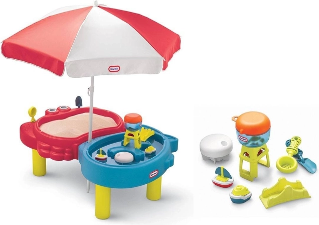 Little Tikes masă nisip-apă cu umbrelă și capac