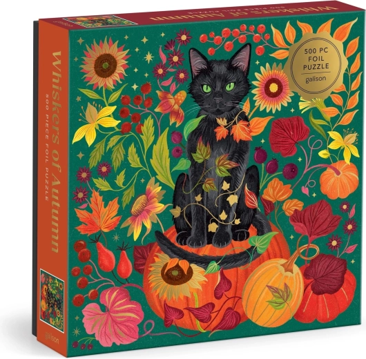 Puzzle metalic pătrat Galison Bărbi de toamnă, 500 de piese
