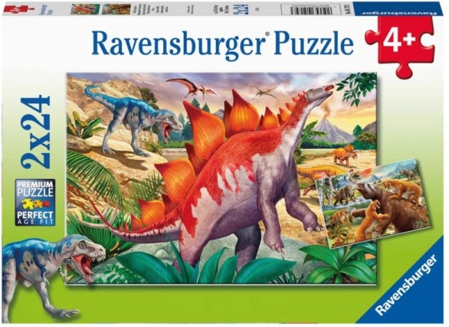 ravensburger lumea dinozaurilor puzzle 2×24 piese