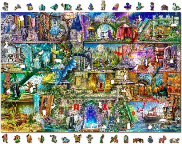 WOODEN CITY Puzzle din lemn A fost odată o poveste 2în1, 2000 piese ECO