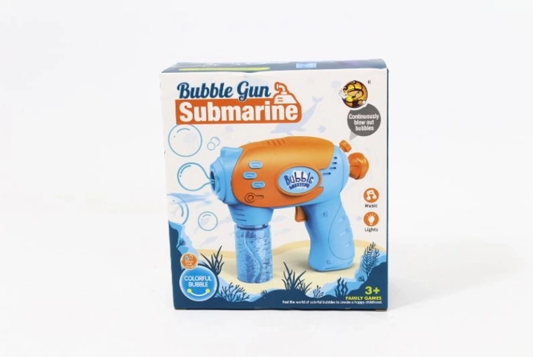 Pistol cu baloane de săpun în cutie de carton
