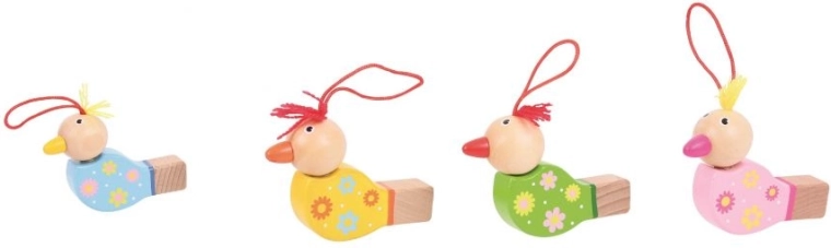 Fluier de lemn multicolor Pasăre galbenă