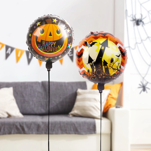 Baloane din folie de Halloween cu dovleac și castel – 2 bucăți