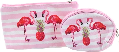 Geantă cosmetică cu flamingi – set 2 buc.
