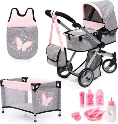 Bayer mega set – cărucior pentru păpuși cu pătuț și accesorii de somn