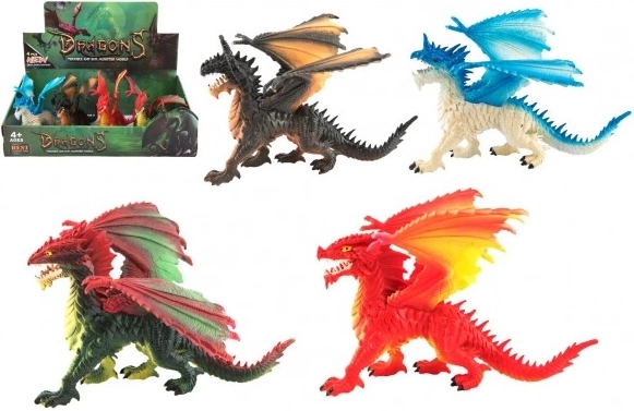 figurină de dragon din plastic 20 cm – 4 tipuri în cutie