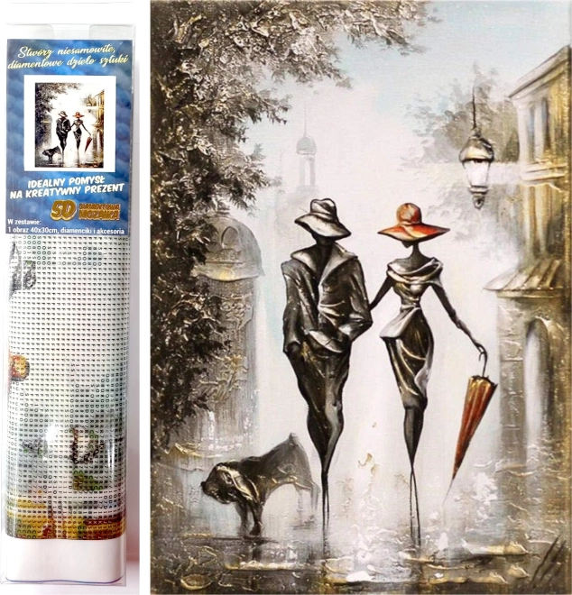 Pictură cu diamante Plimbare romantică 30x40 cm