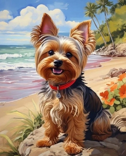 Norimpex Pictură după numere Yorkshire pe plajă 40 × 50 cm