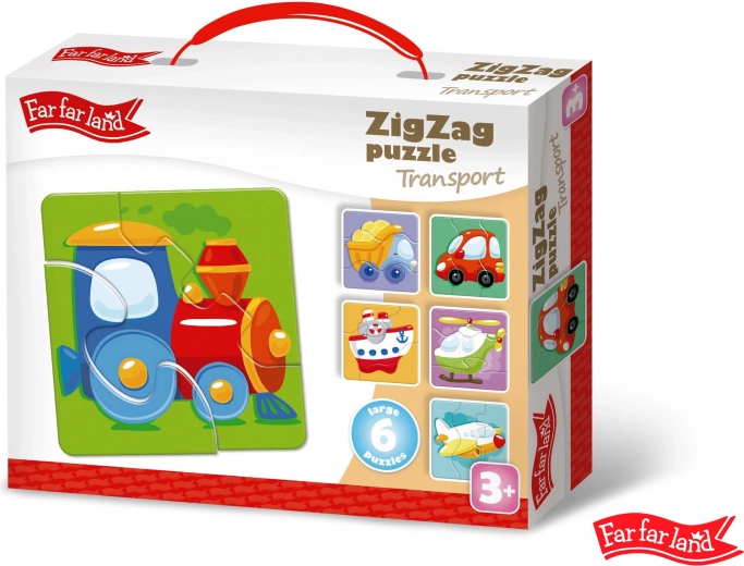 Far Far Land Puzzle ZigZag Motiv de transport cu 6 imagini
