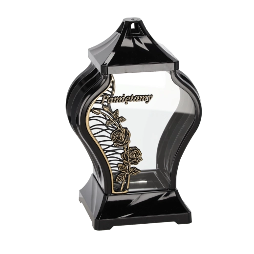 Lampion 30 cm faraon cu trandafir cățărător negru‑auriu