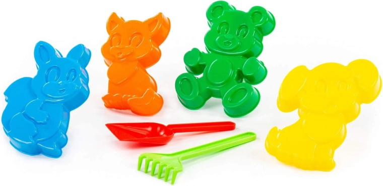 Set pentru copii pentru nisip cu forme de animăluțe – 6 piese