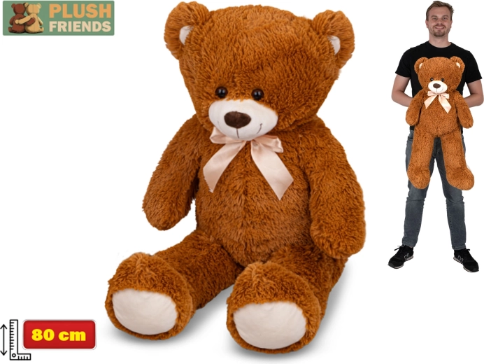 Ursuleț de pluș 80 cm maro închis cu fundiță Plush Friends