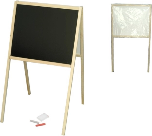 Tablă din lemn reversibilă pentru copii, tip A, 82 × 47,5 × 50 cm
