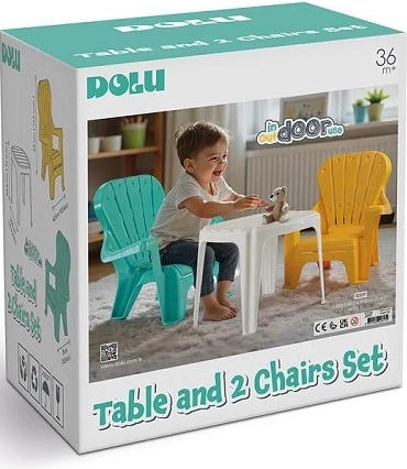 Măsuță pentru copii Dolu albă cu 2 scăunele