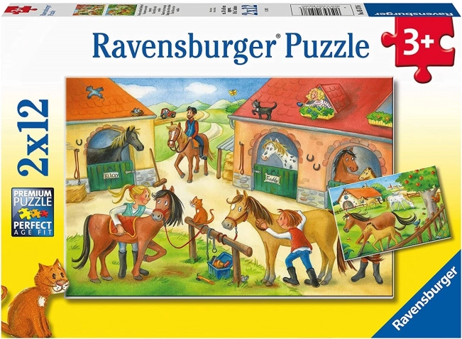 Ravensburger puzzle vacanță la fermă cu cai 2×12 piese
