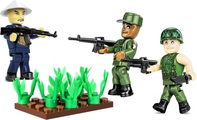 Set de construcție – figurine Vietnam: trei soldați cu accesorii