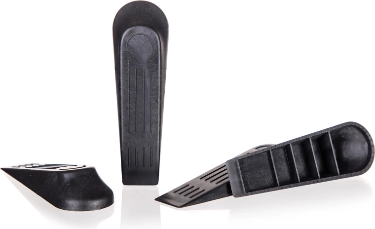 Opritor de ușă tip pană, set 4 bucăți, negru