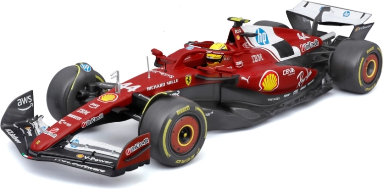Model Bburago Formula 1 Ferrari SF-25 2025 Lewis Hamilton #44 1:18 cu cască