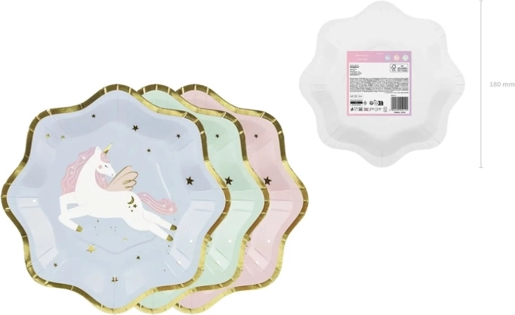 Farfurii cu unicorn mix 18 × 18 cm (6 buc)