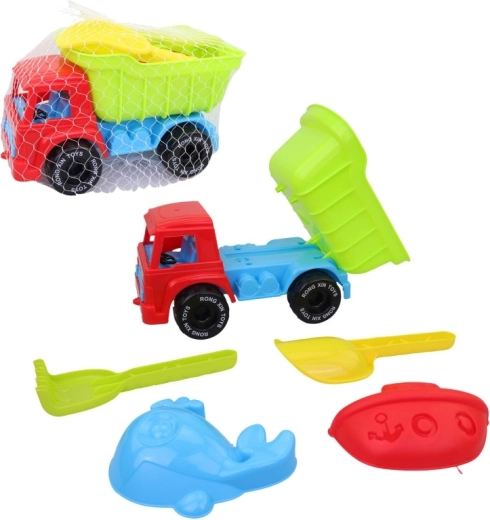 Set din plastic pentru nisip cu camion basculant, 5 piese