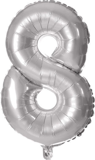 Balon din folie cifră 8 argintiu 30 cm TORO