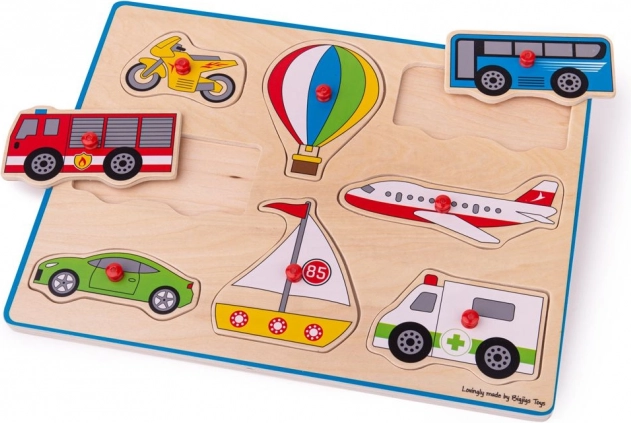 Puzzle din lemn vehicule Bigjigs Toys