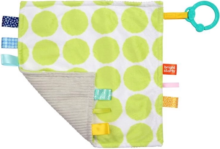 Păturică de alint cu inel C Little Taggies, buline verzi – Bright Starts