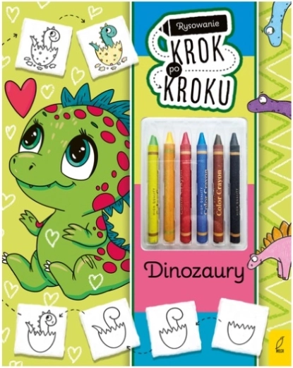 Dinozauri – desen pas cu pas cu creioane colorate