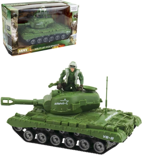 Set de joacă militar – tanc cu mecanism cu inerție, cu figurină și accesorii 26 cm