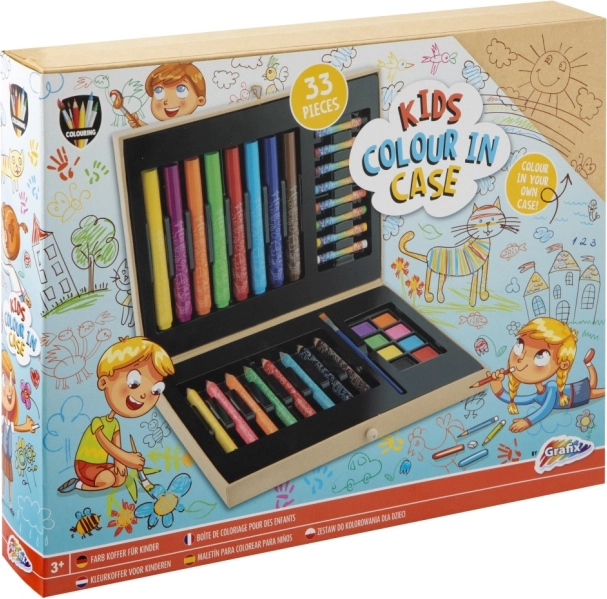 Set de pictură pentru copii, în valiză, 33 de piese