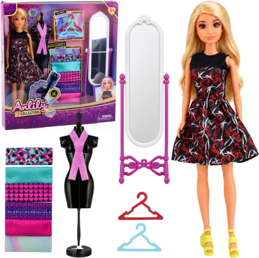 Păpușa Anlily – creatoare de modă cu manechin, oglindă și accesorii