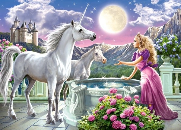 Puzzle 120 de piese – prințesa și unicornii ei