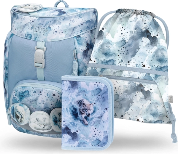 Set școlar BAAGL Airy Polar – rucsac, penar și săculeț cu certificare GRS