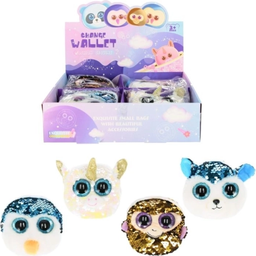 Portofel din pluș cu animăluț și paiete – set de accesorii pentru păr (4 variante)