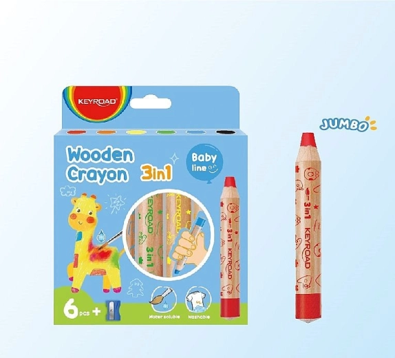 Pasteluri acvarelă 3în1 KEYROAD, set 6 culori