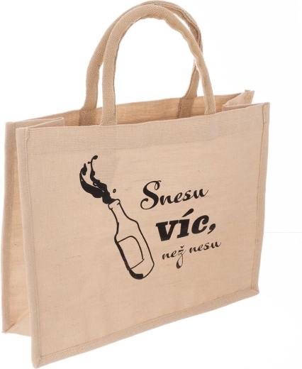 Geantă de cumpărături din iută bej cu inscripția „Snesu…” 38 × 16 × 31 cm