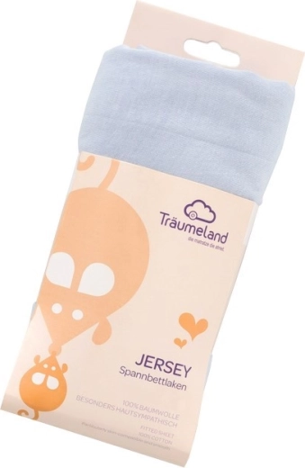 Träumeland cearșaf jersey uni albastru deschis