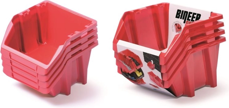 Set de cutii de depozitare Bineer Short, 4 buc., 272 × 238 × 236 mm, roșu