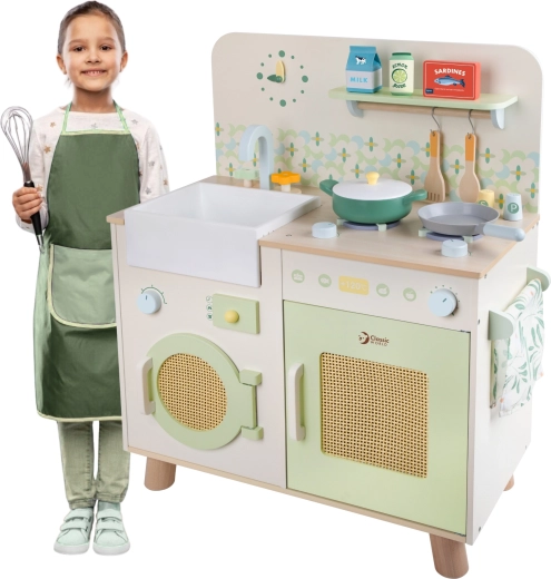 Bucătărie multifuncțională din lemn XXL cu mașină de spălat și accesorii Classic World