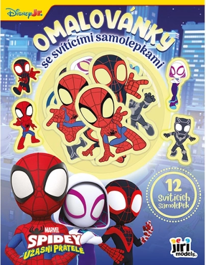 Caiet de colorat cu autocolante fosforescente Spidey