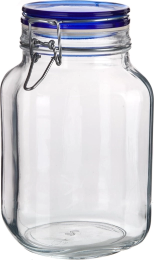 Borcan ermetic din sticlă 2000 ml FIDO Blue cu închidere tip clemă