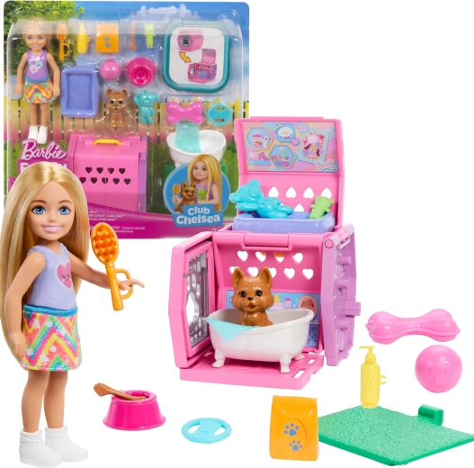 Barbie Club Chelsea îngrijirea cățelușului cu păpușă și accesorii