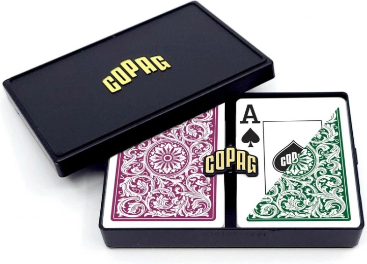 Cărți de poker din PVC – 2 seturi, verde și bordo, rezistente la apă