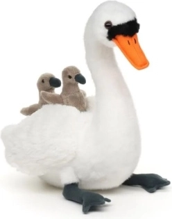 Lebădă de pluș cu pui, 25 cm, Eco-friendly